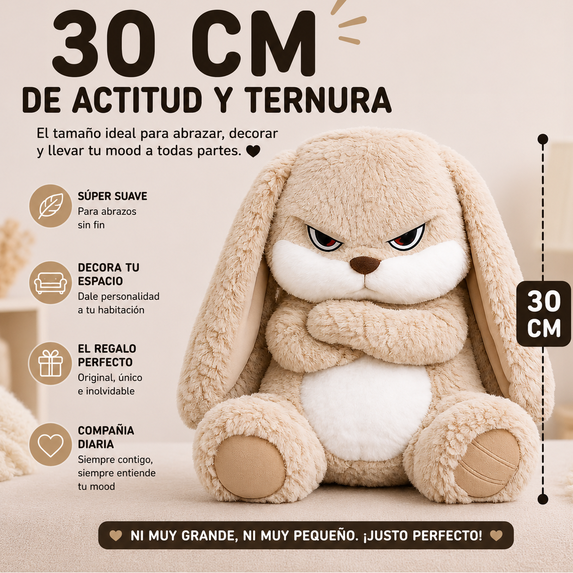 Conejo de peluche enfadado BunnyMood™