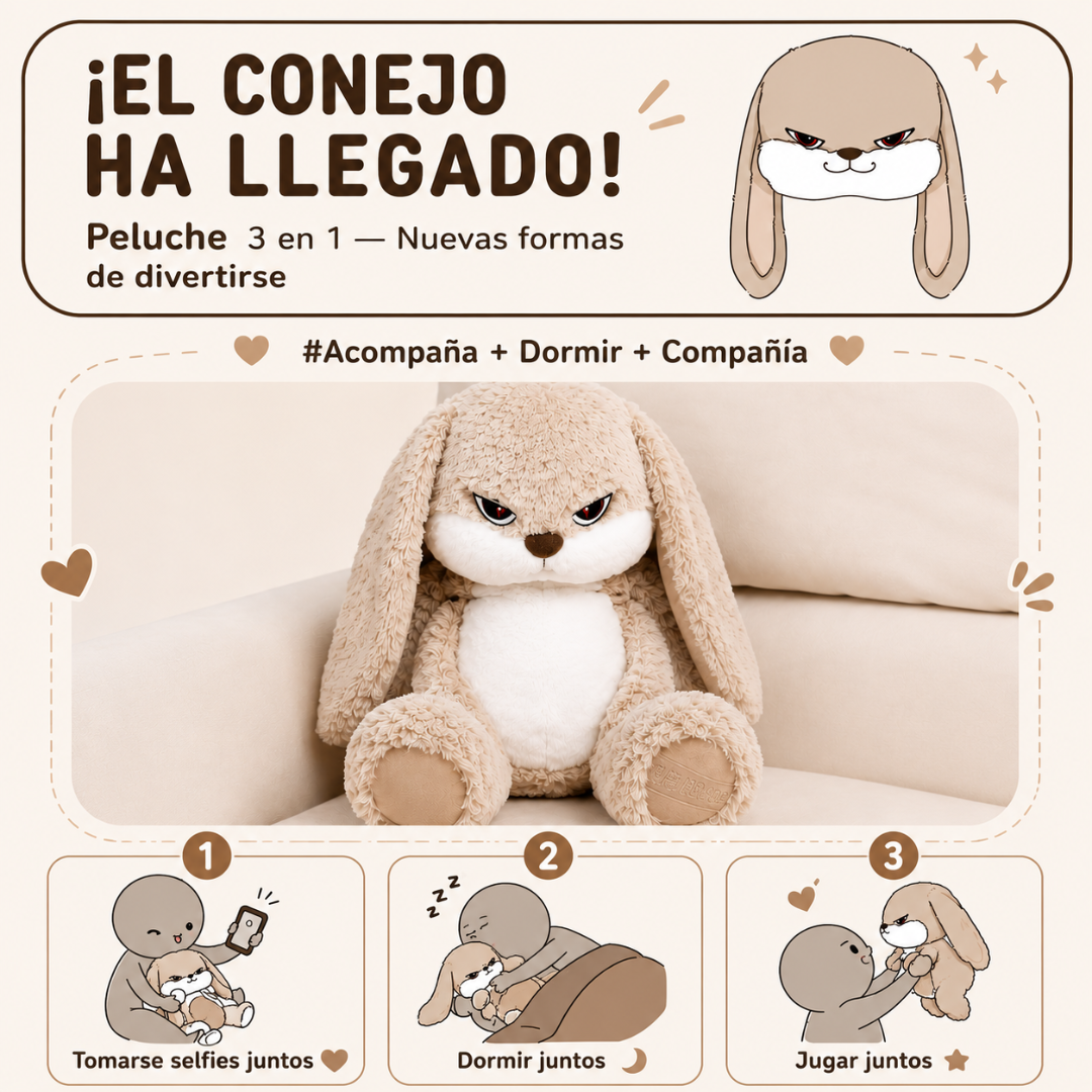 Conejo de peluche enfadado BunnyMood™